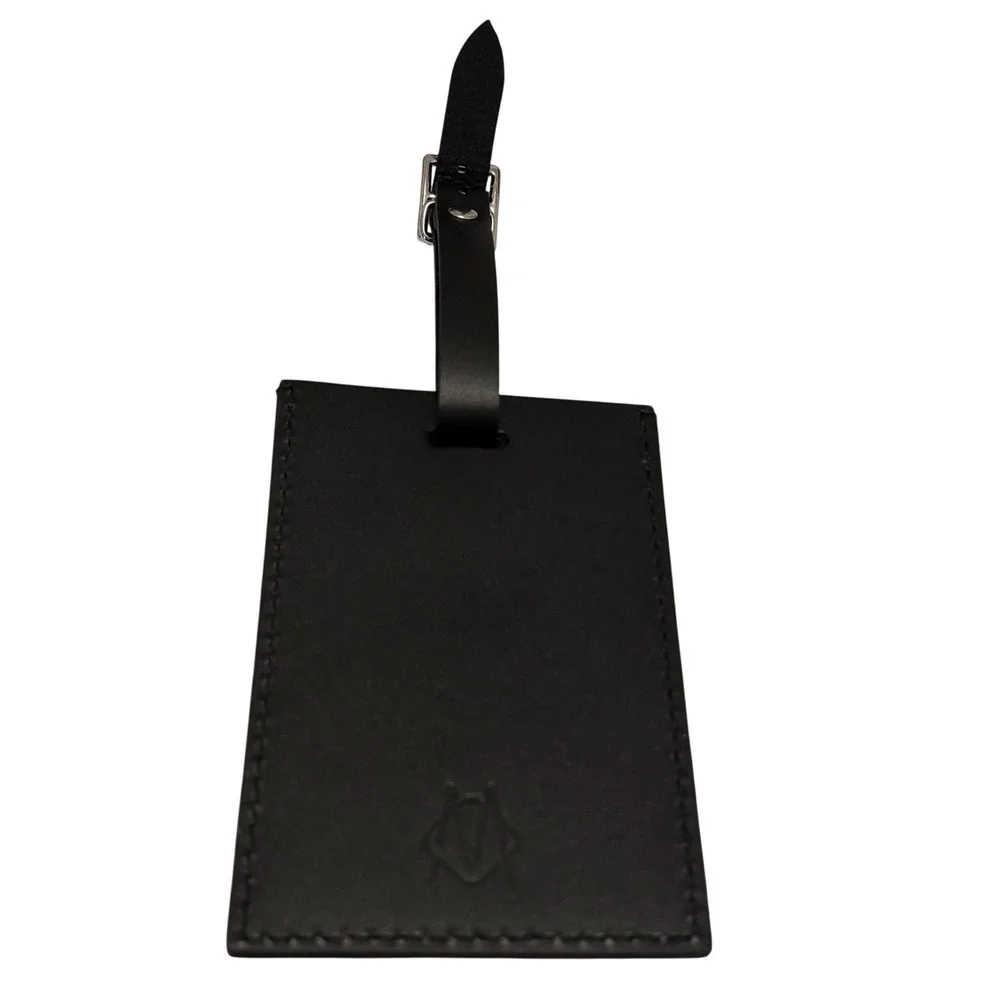 Rimowa Black Leather Luggage Tag with Silver Buckle Strap Travel Accessory